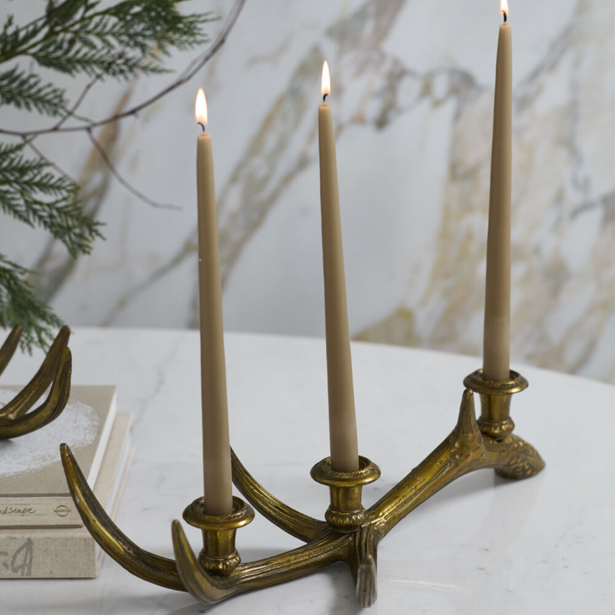 Antique Golden Antler Candle Holder
