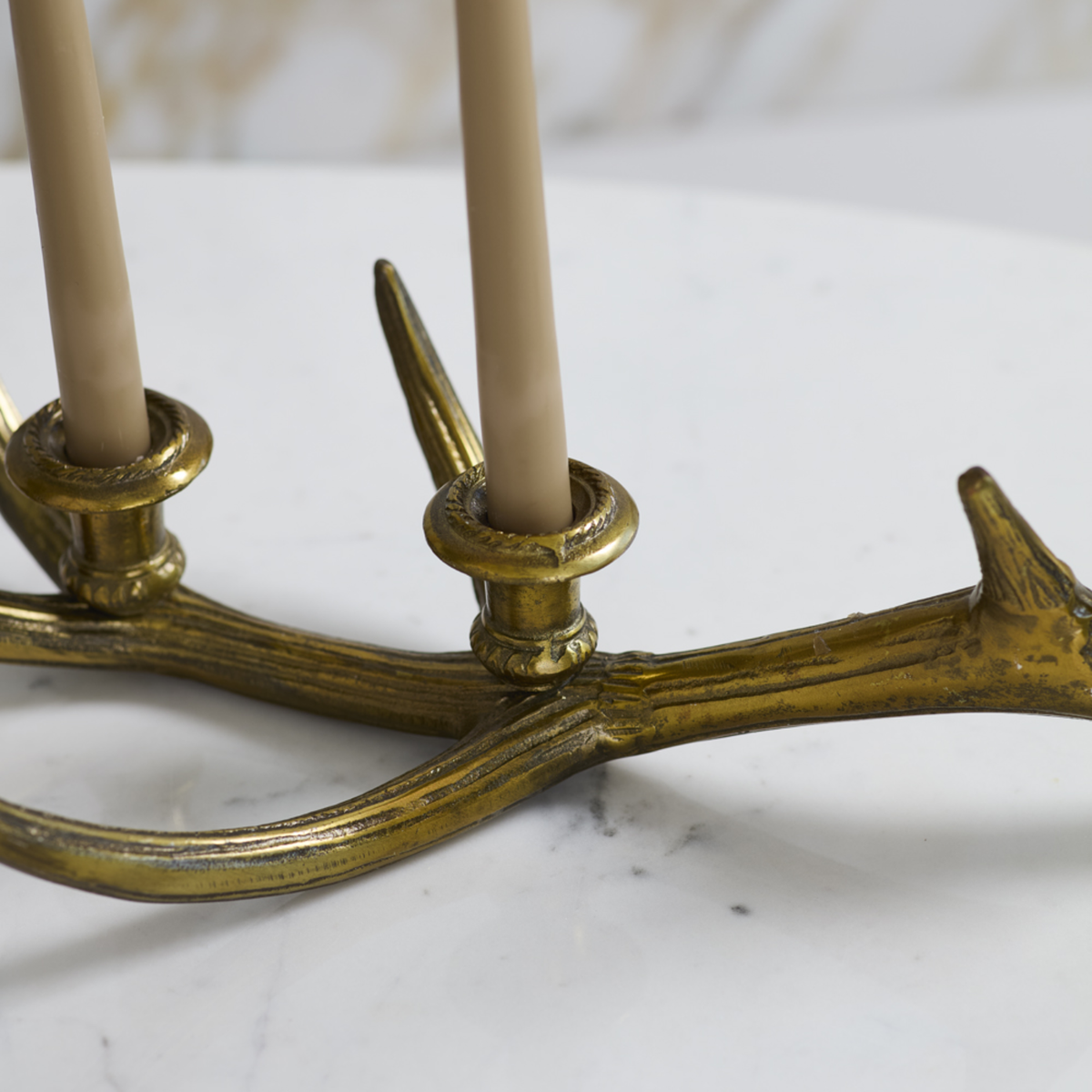 Antique Golden Antler Candle Holder