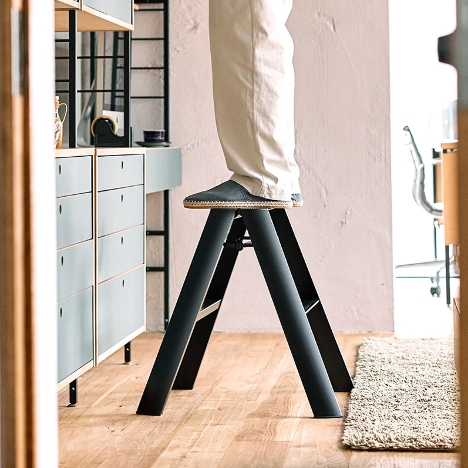 Kura 2-Step Ladder Stool - Black