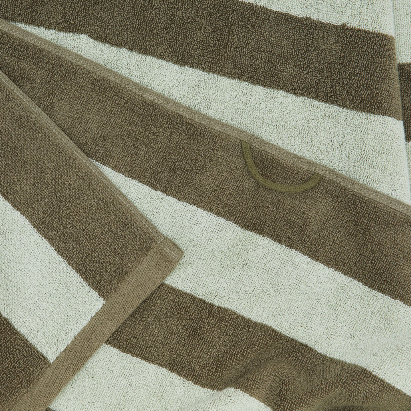 Sorrento Striped Terry Towels - Olive/Sage