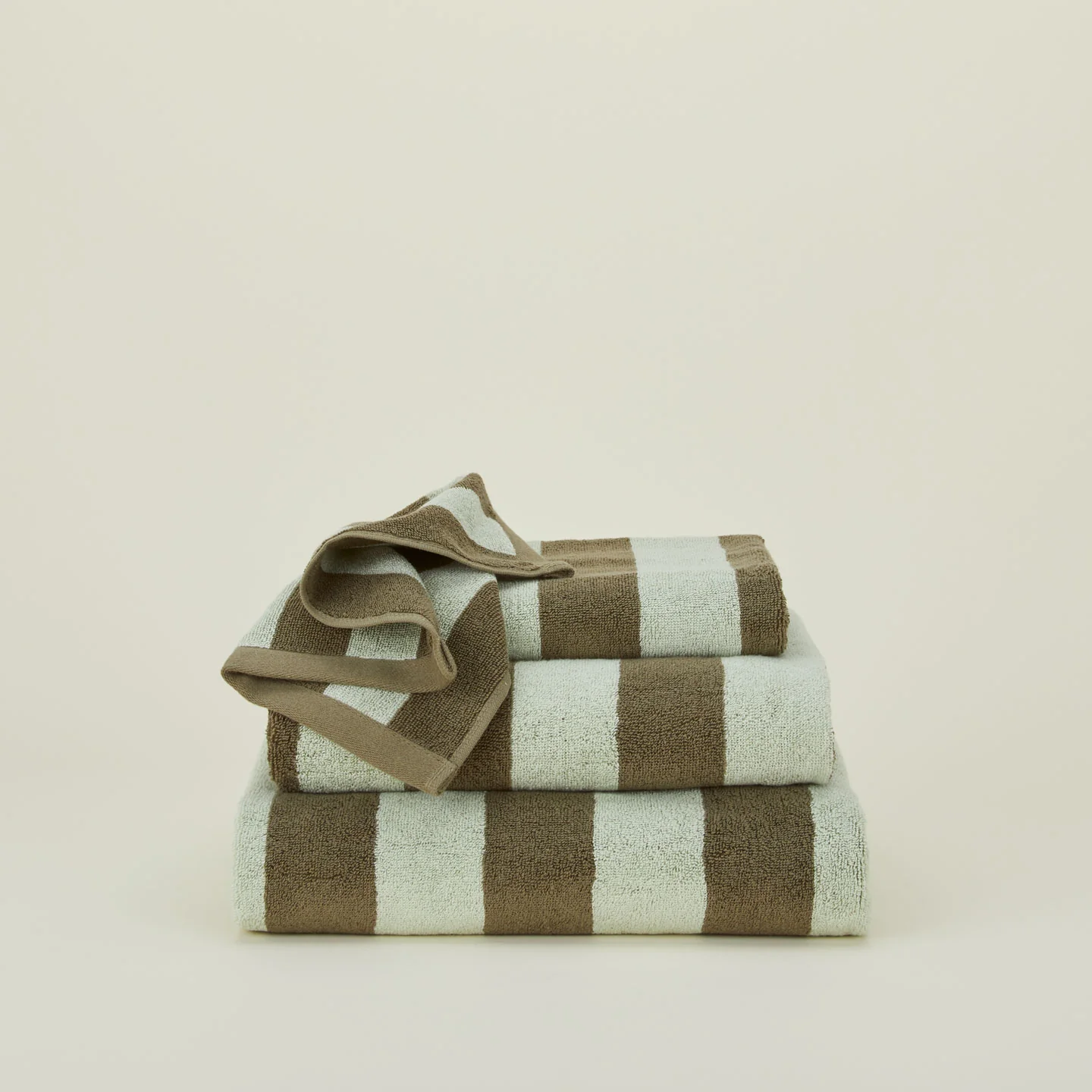 Sorrento Striped Terry Towels - Olive/Sage