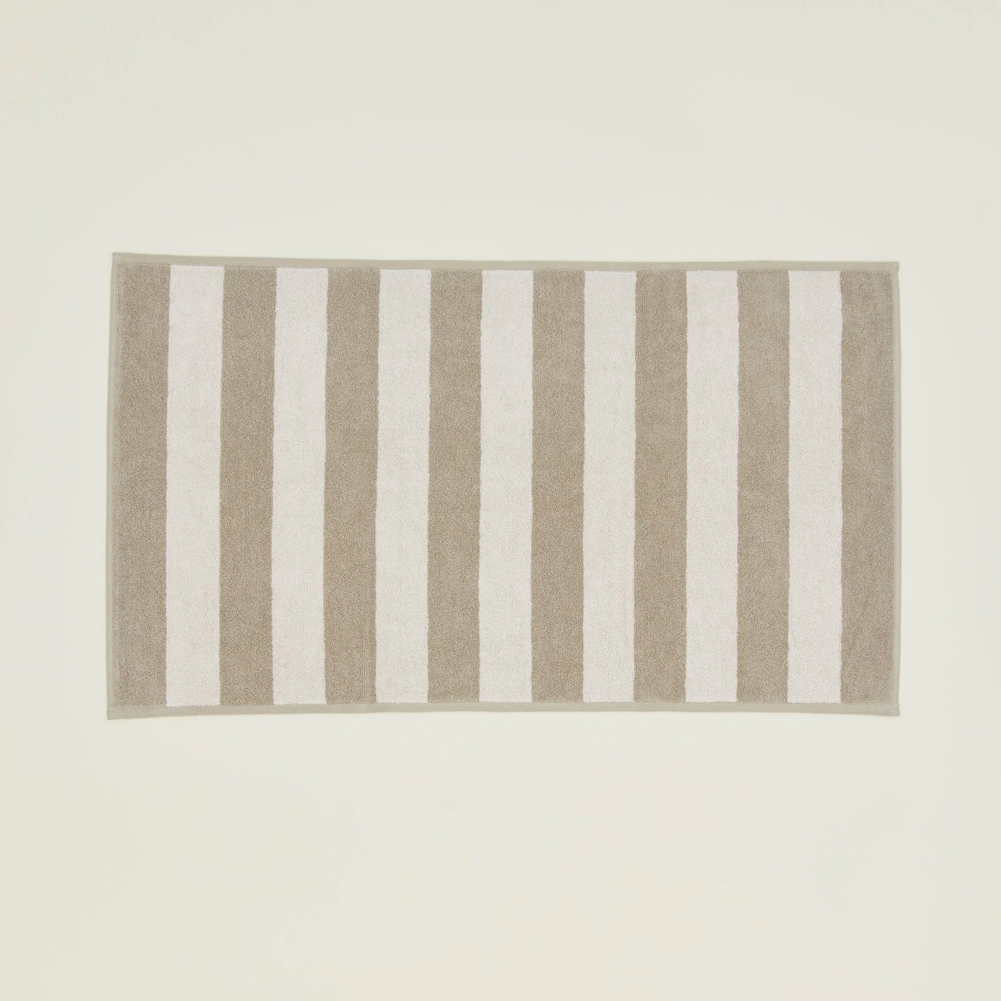 Sorrento Striped Cotton Terry Bath Mat - Ivory/Flax