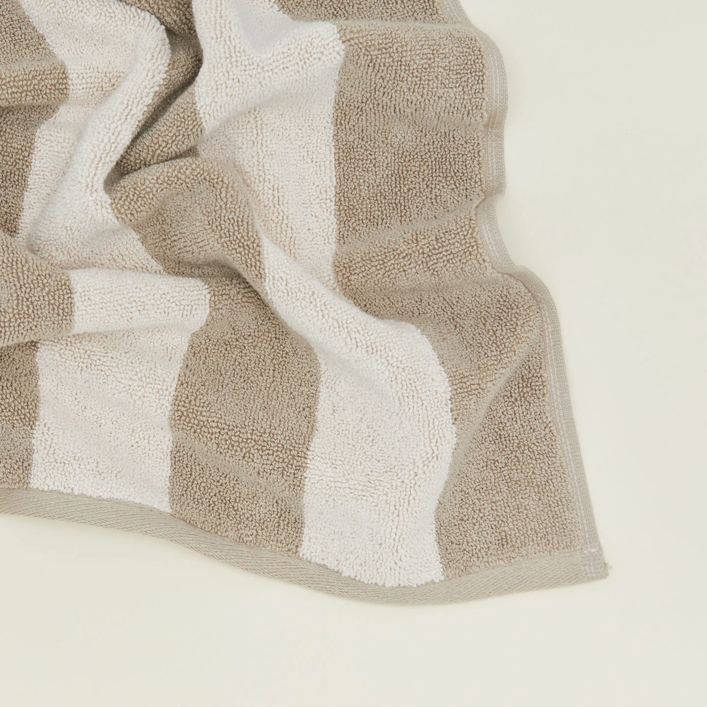 Sorrento Striped Cotton Terry Bath Mat - Ivory/Flax