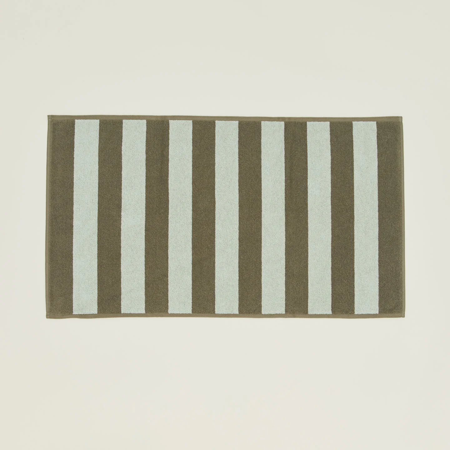 Sorrento Striped Cotton Terry Bath Mat - Olive/Sage