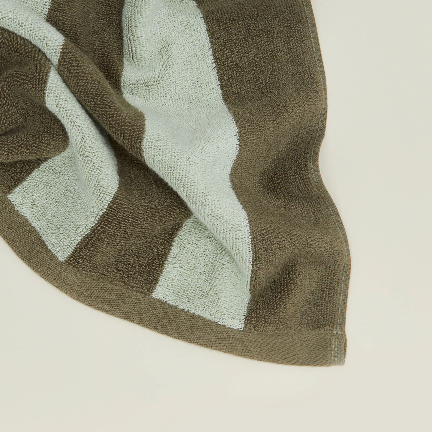 Sorrento Striped Cotton Terry Bath Mat - Olive/Sage