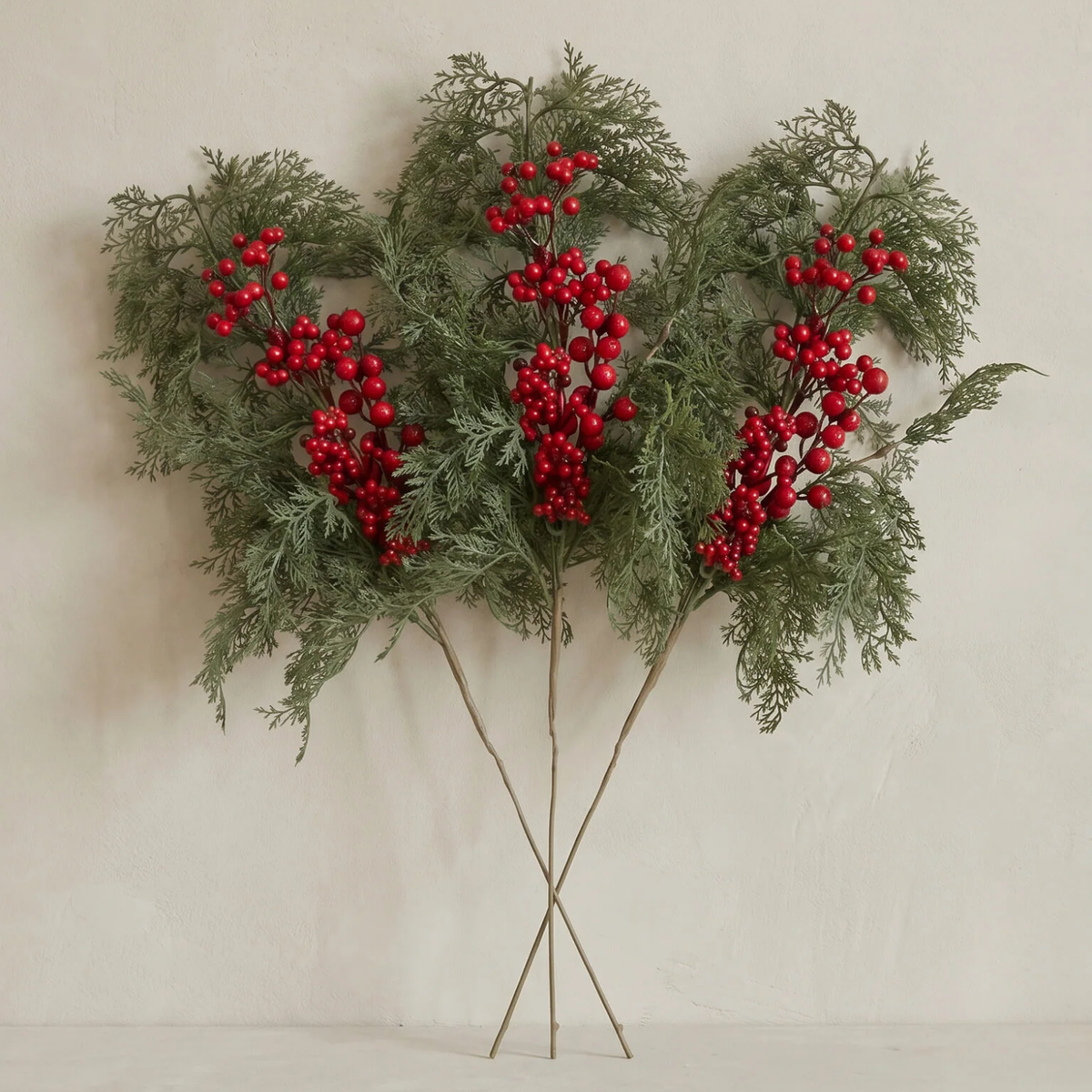 Artificial Real Touch 36" Red Winterberry Cedar Stem