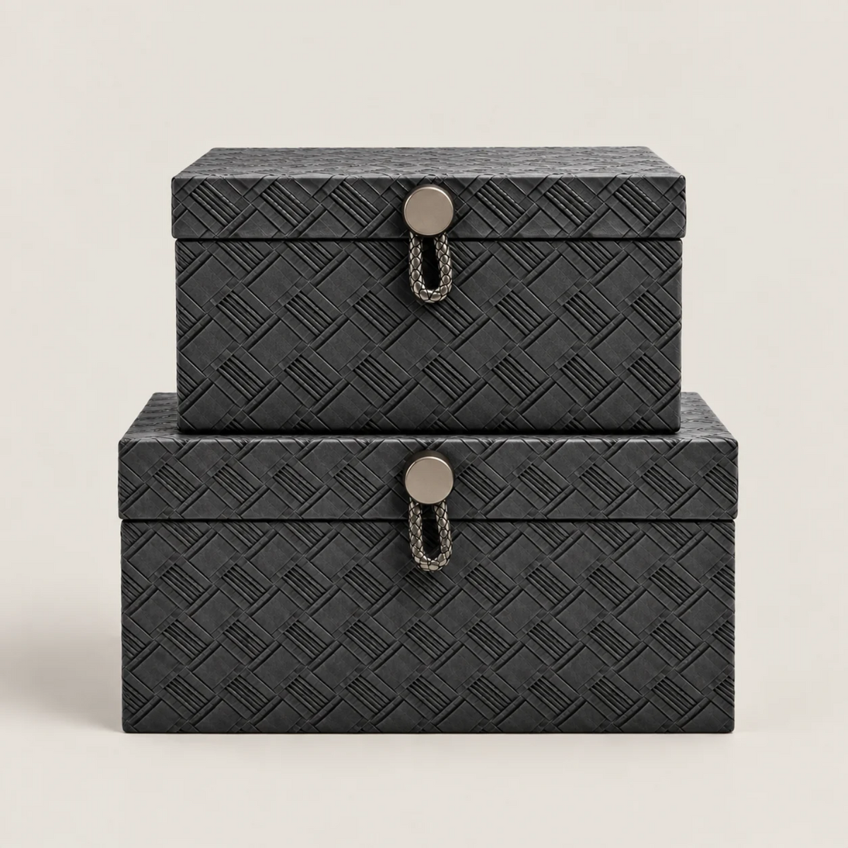 Woven Black Storage Boxes (Set of 2)