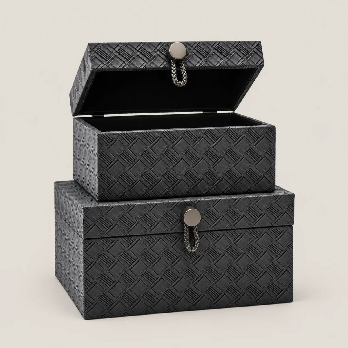 Woven Black Storage Boxes (Set of 2)