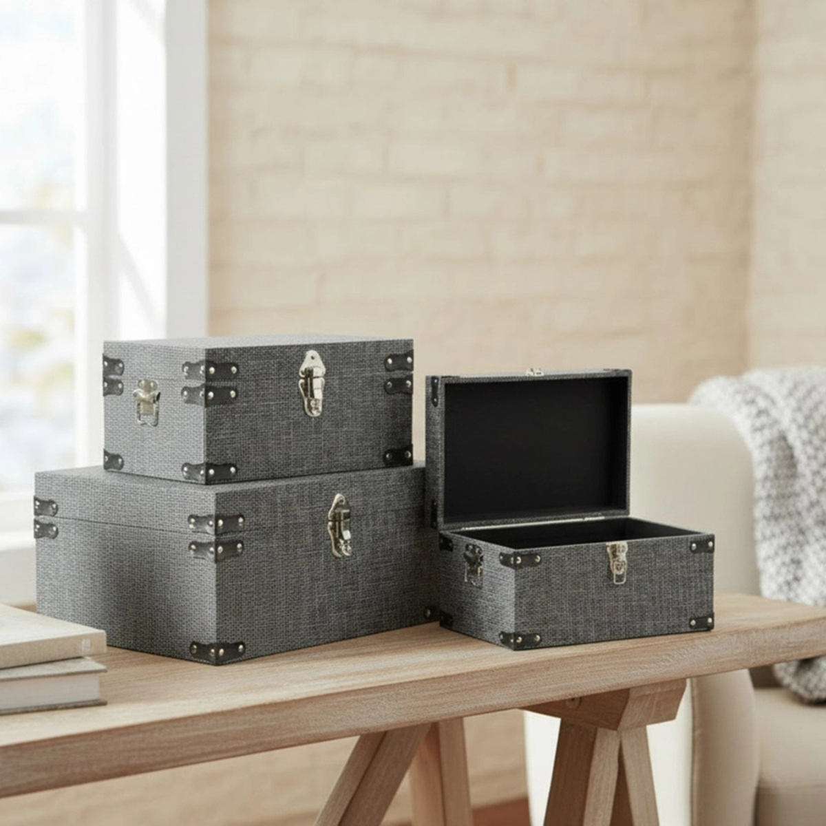 Trunk Storage Boxes - Black (Set of 3)