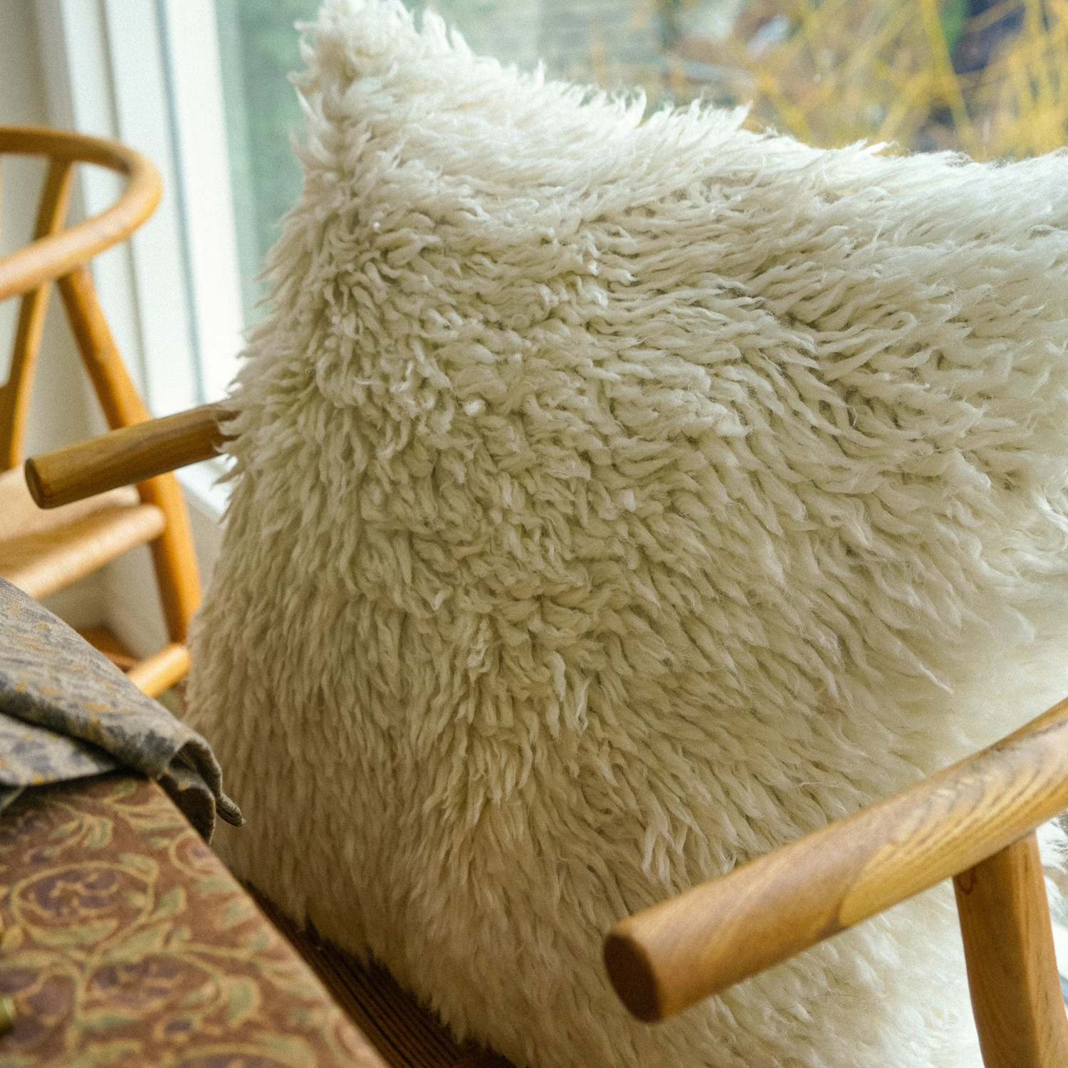 Long Ivory Wool Toss Pillow