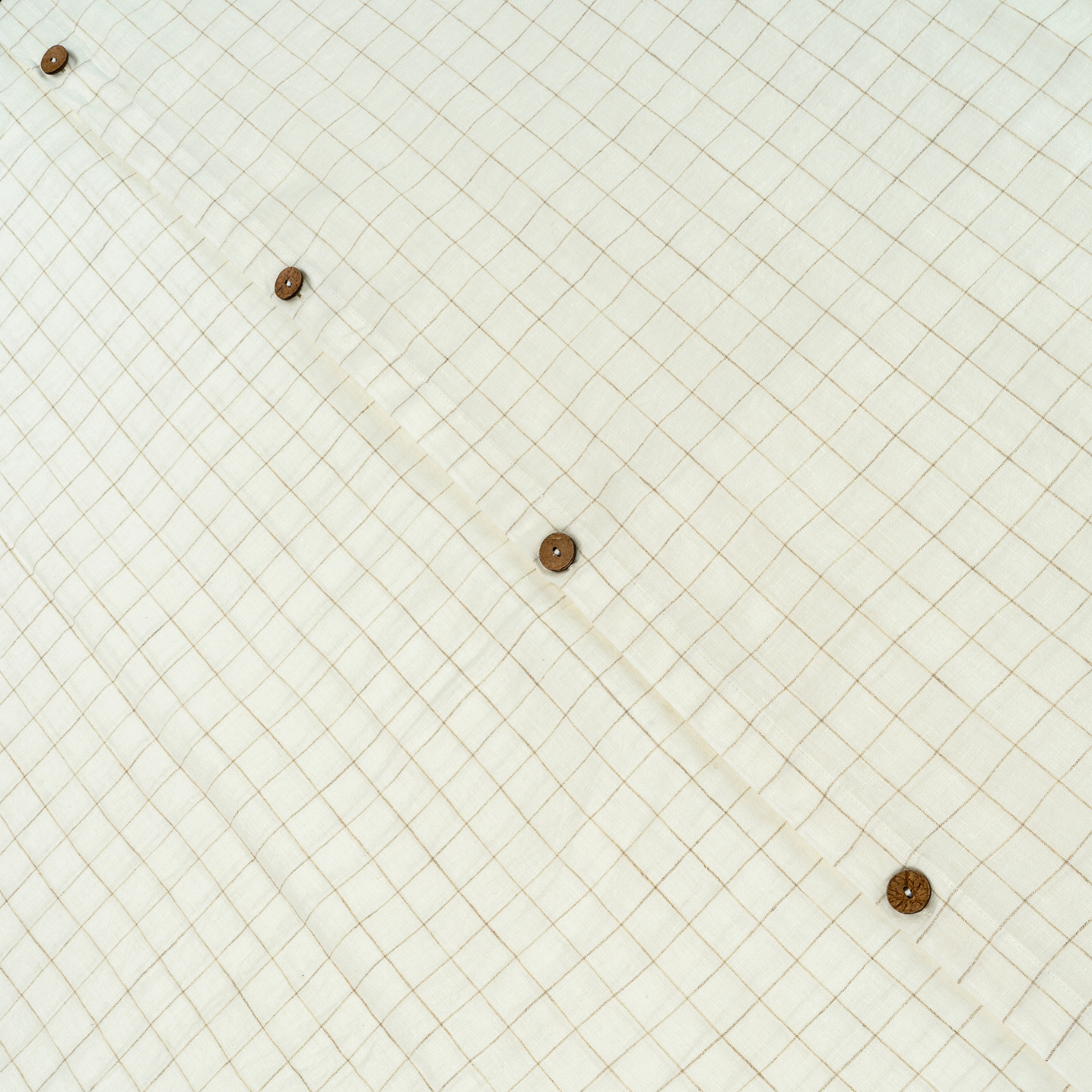 Linen Check Duvet Set- Ivory