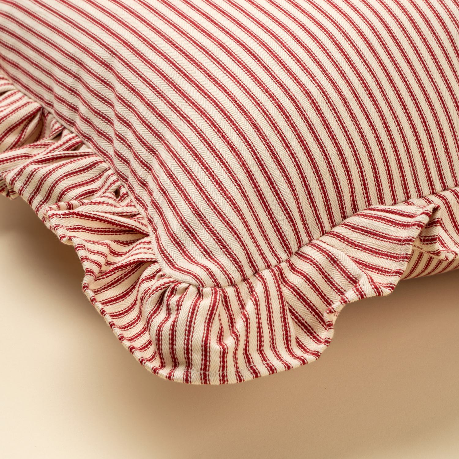 Red Ruffles Pinstripe Toss Pillow