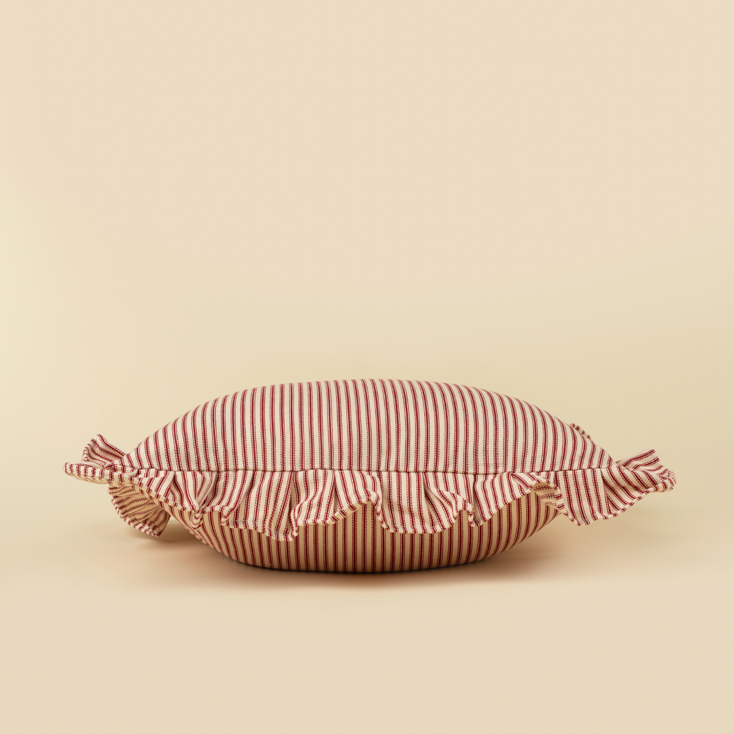 Red Ruffles Pinstripe Toss Pillow