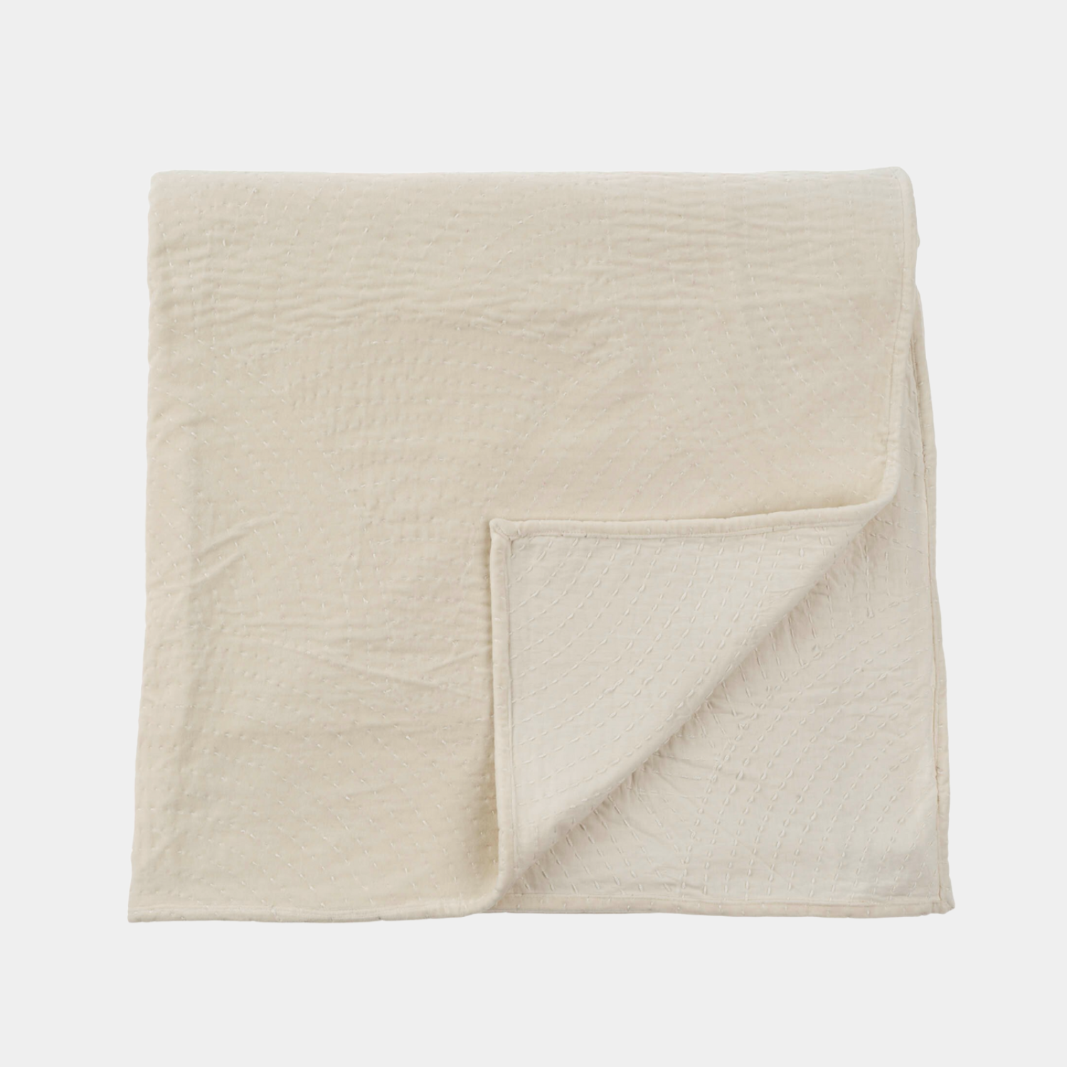 Kantha Cream Bed Blanket