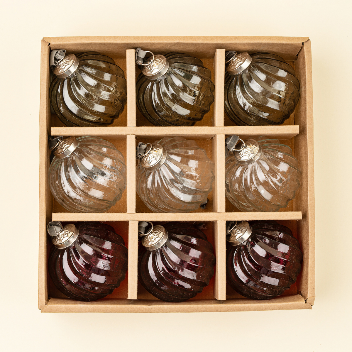 Berry Bauble Glass Ornaments Set of 9