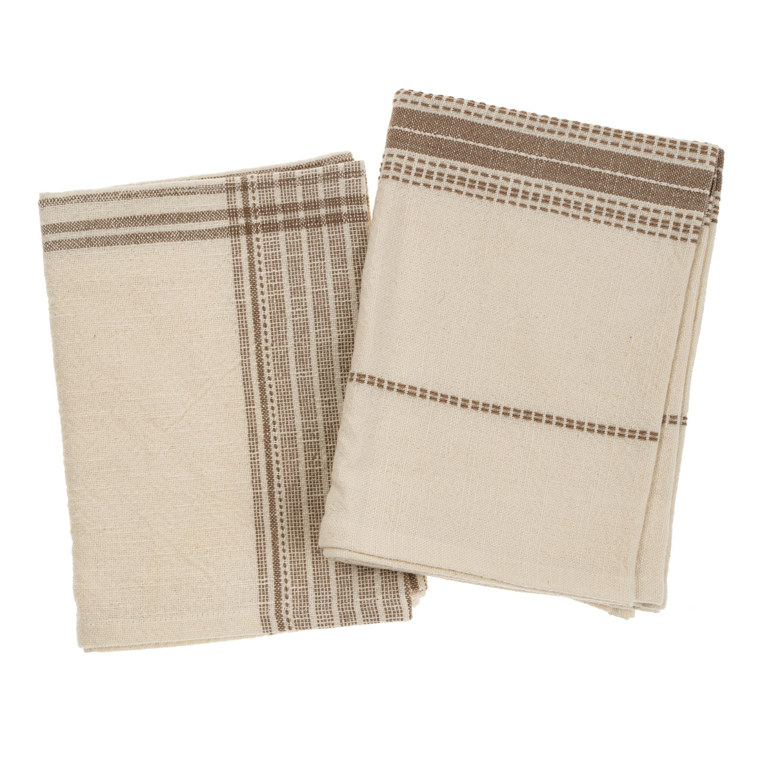 Cotton Taupe Stripe Tea Towels (Set of 2)