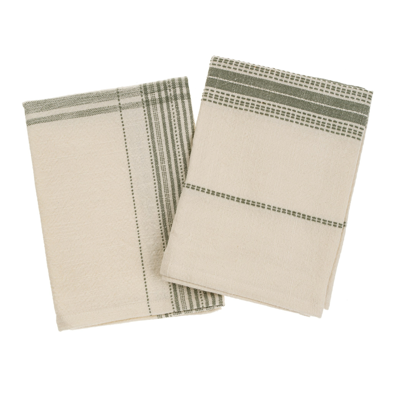 Cotton Sagebrush Stripe Tea Towels - Set of 2