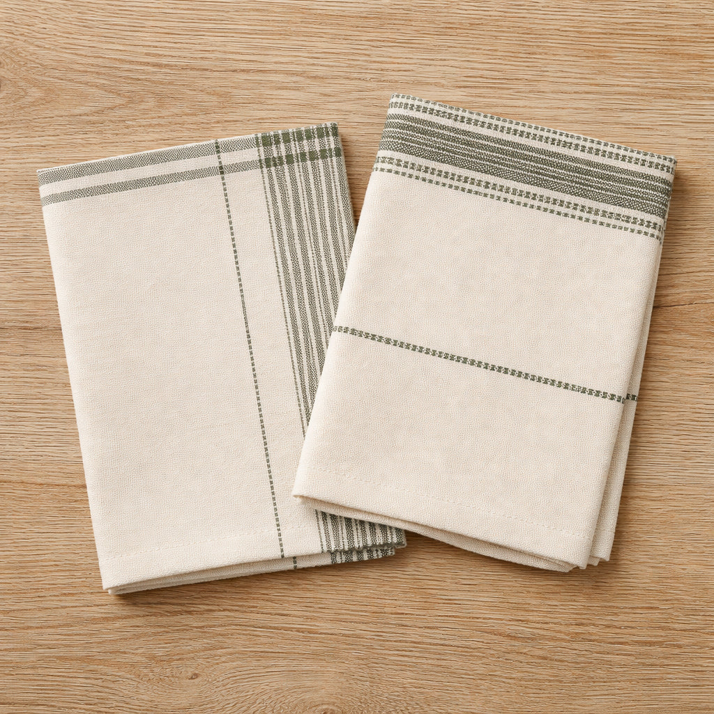 Cotton Sagebrush Stripe Tea Towels (Set of 2)