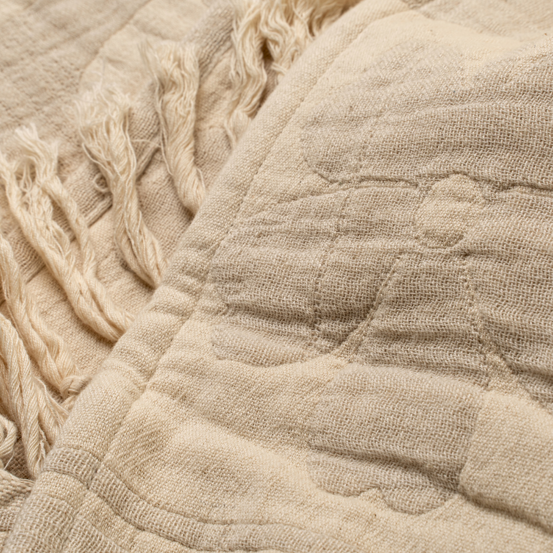 Daisey Fringe Throw - Beige