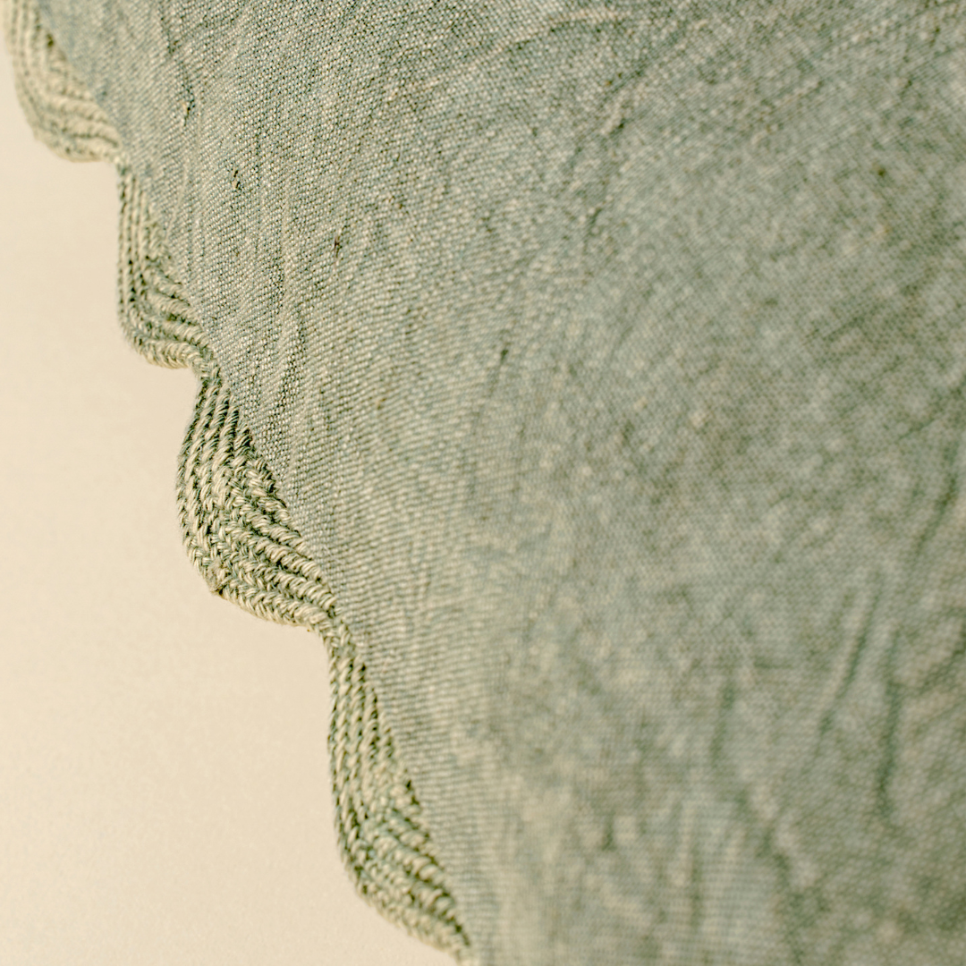 Distressed Scallop Toss Pillow - Sage Green