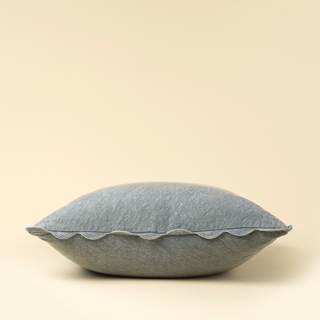 Distressed Scallop Toss Pillow - Slate Blue