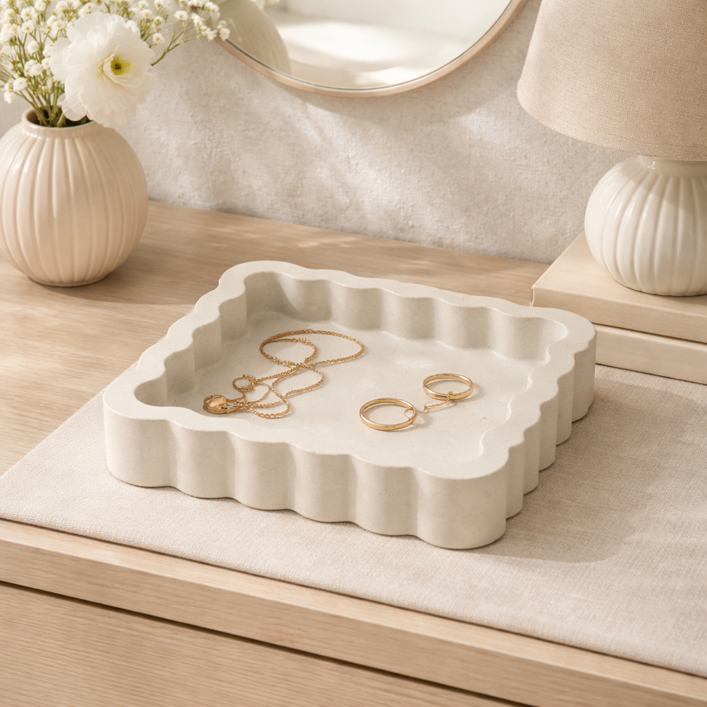 Scalloped Marble Jewelry Tray