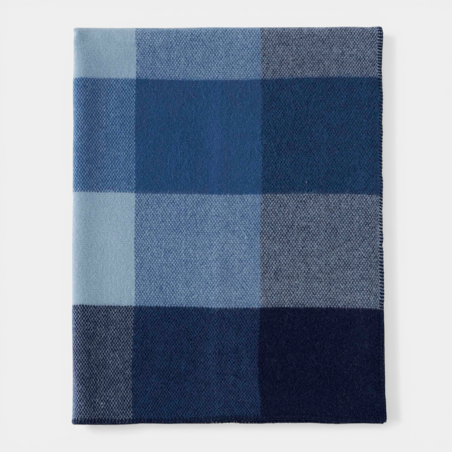 Blue Checked Wool Throw