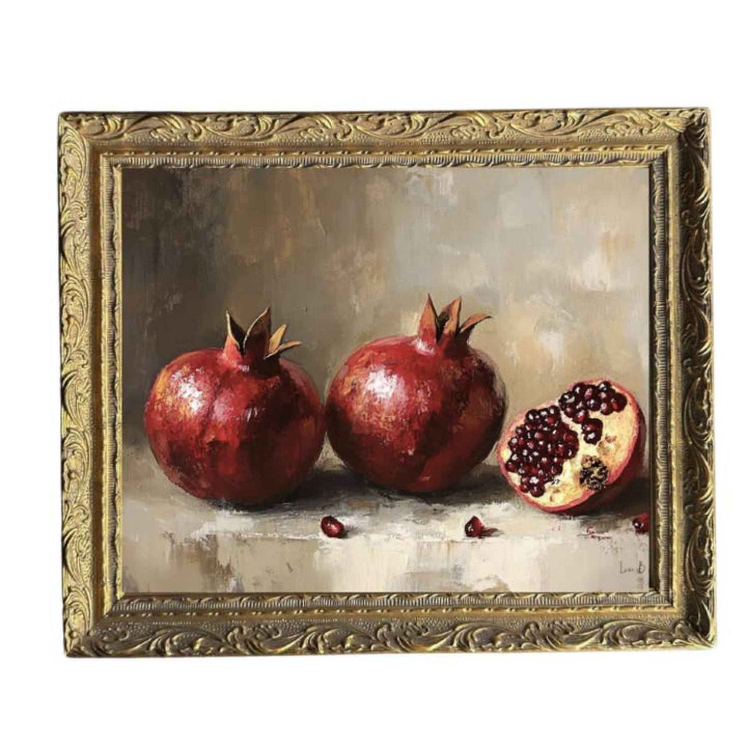 Pomegranate Still Life French Brass Framed Wall Art