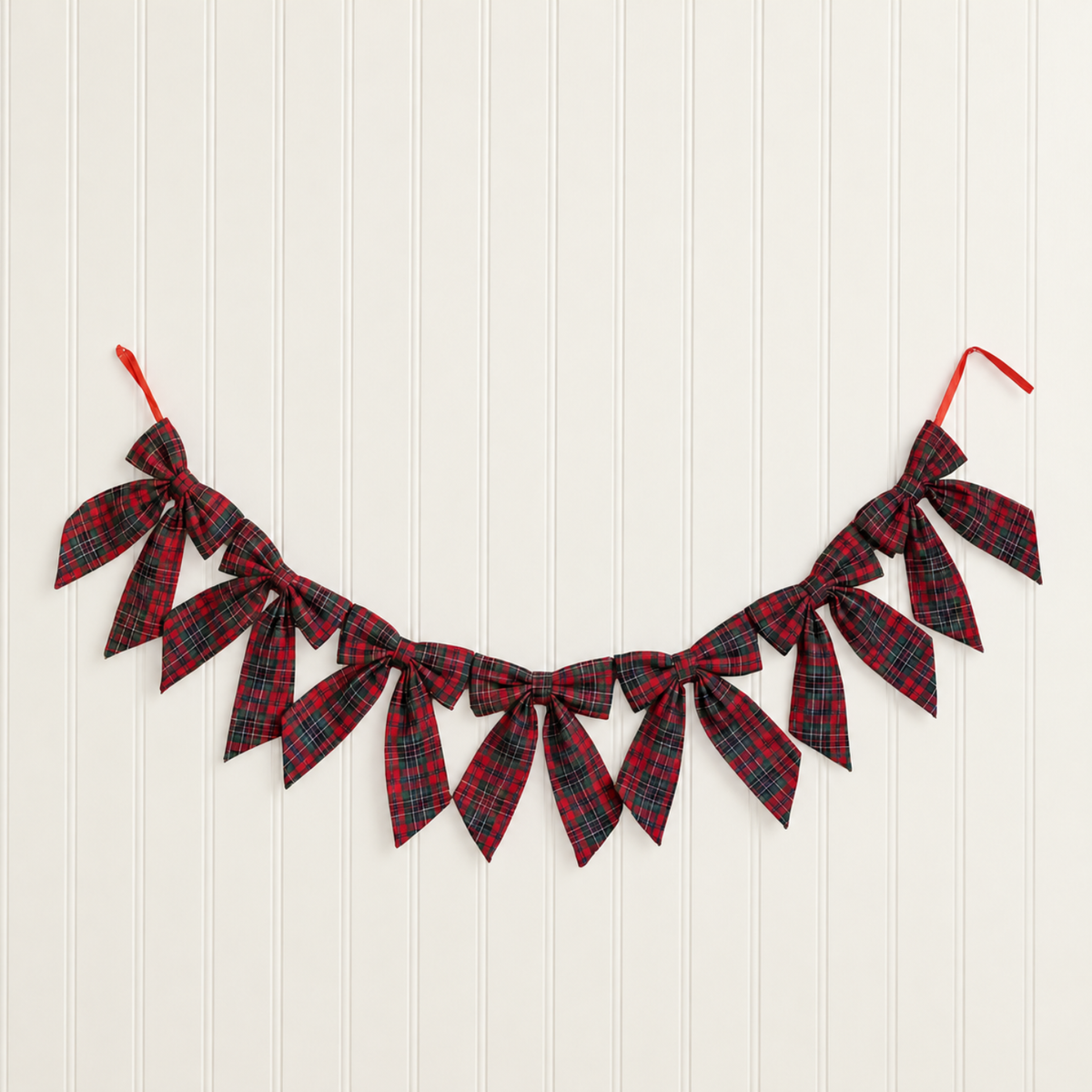 58" Noel Plaid Red Bow Garland