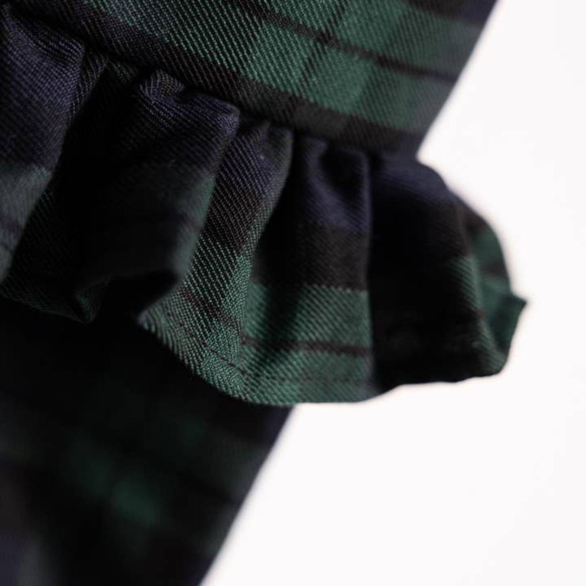 Tartan Plaid Green Velvet Fringe Stocking