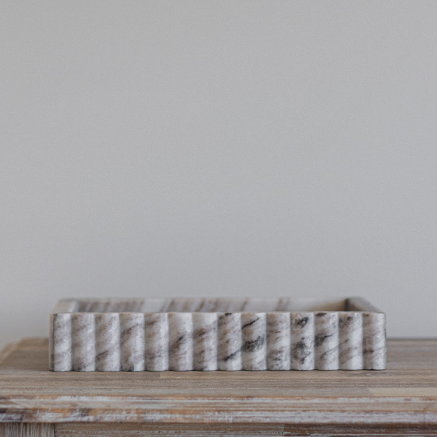 Beige & Grey Marble Fluted Tray