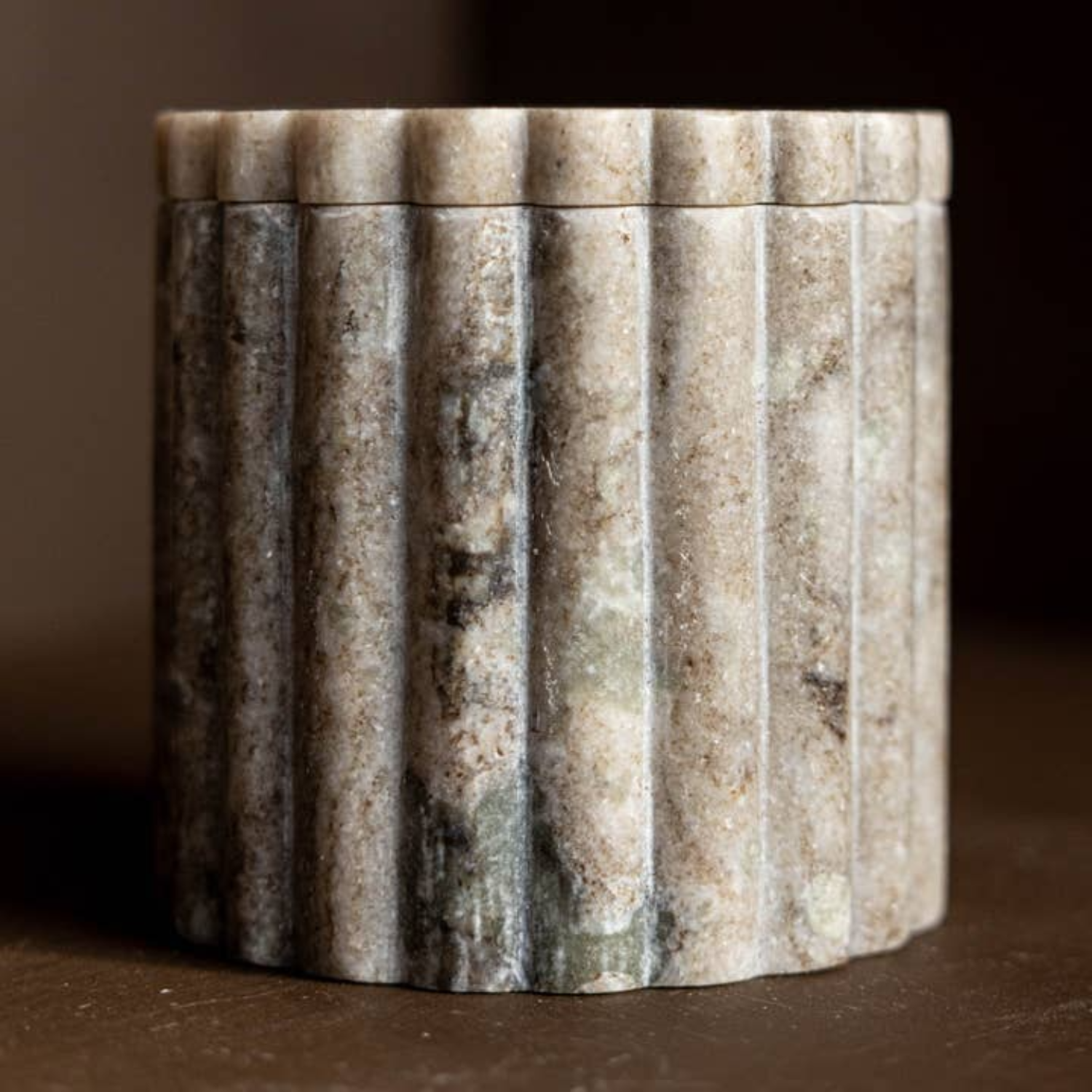 Beige/Grey Marble Fluted Jar
