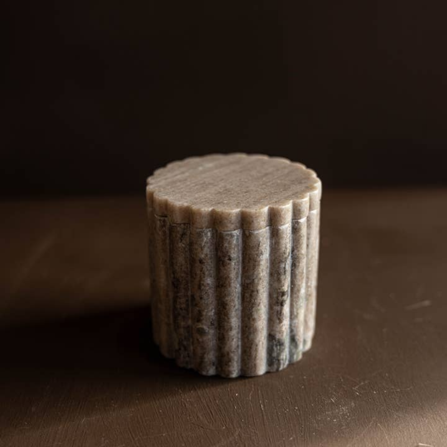 Beige/Grey Marble Fluted Jar