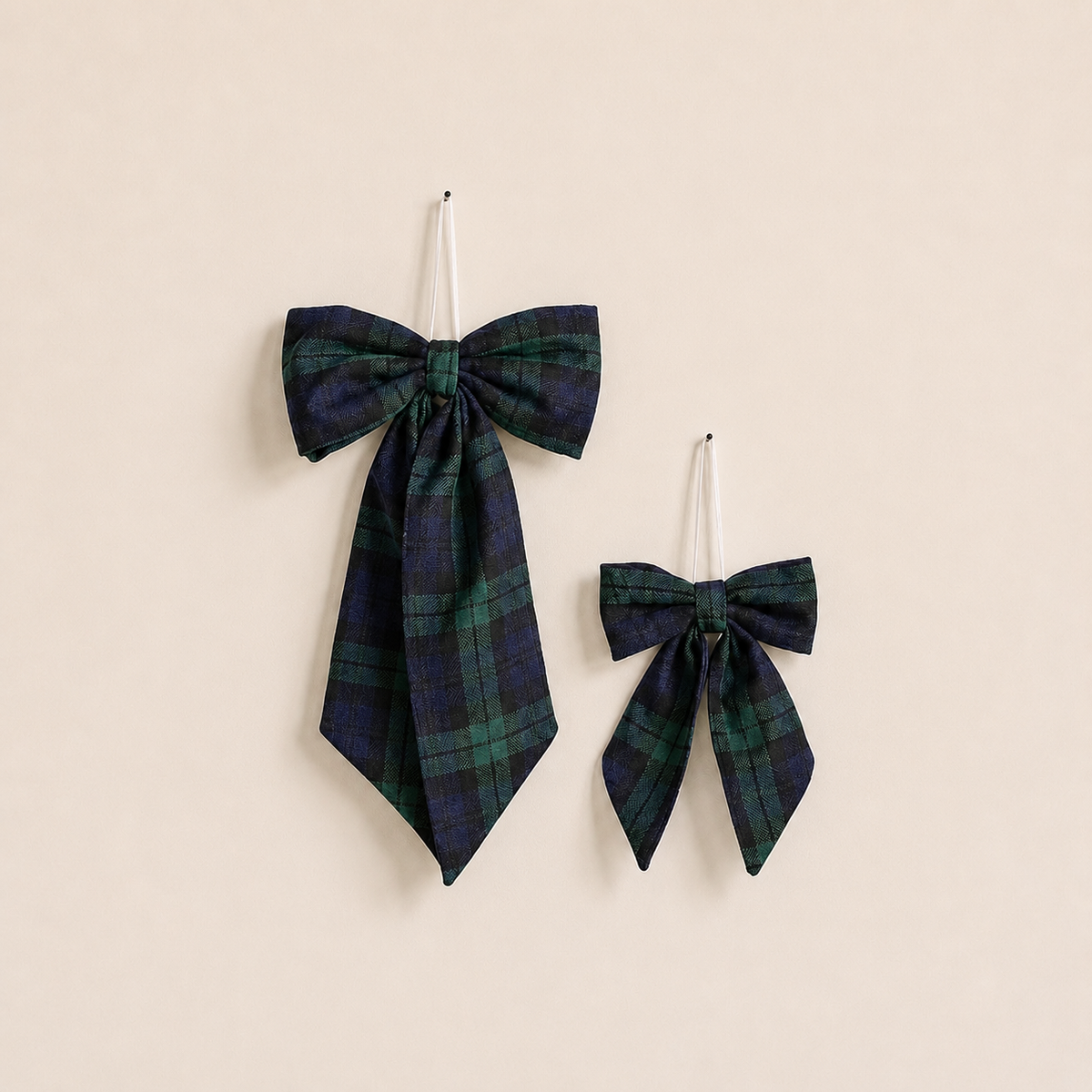 Tartan Plaid Green Fabric Bows