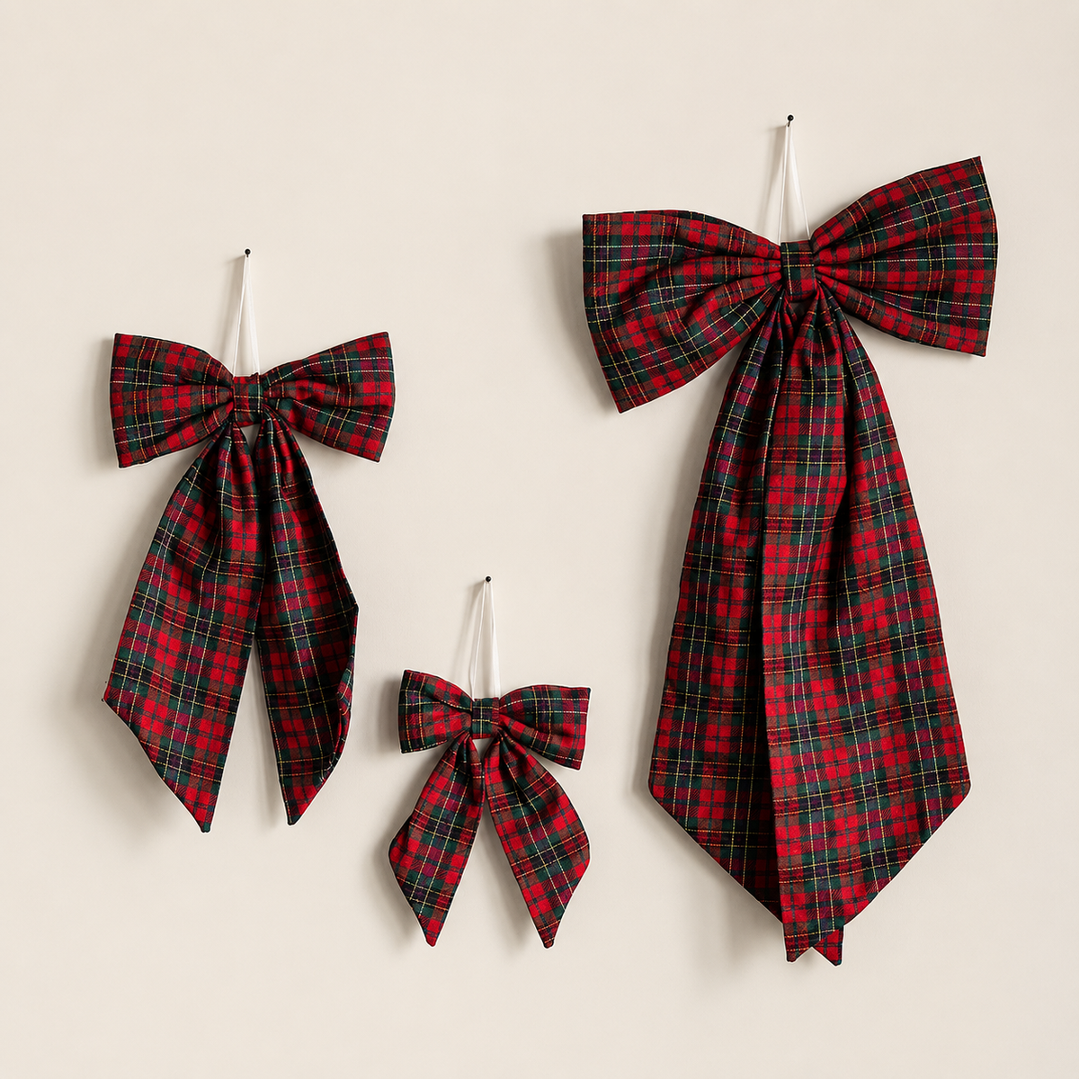 Noel Plaid Red Fabric Bows
