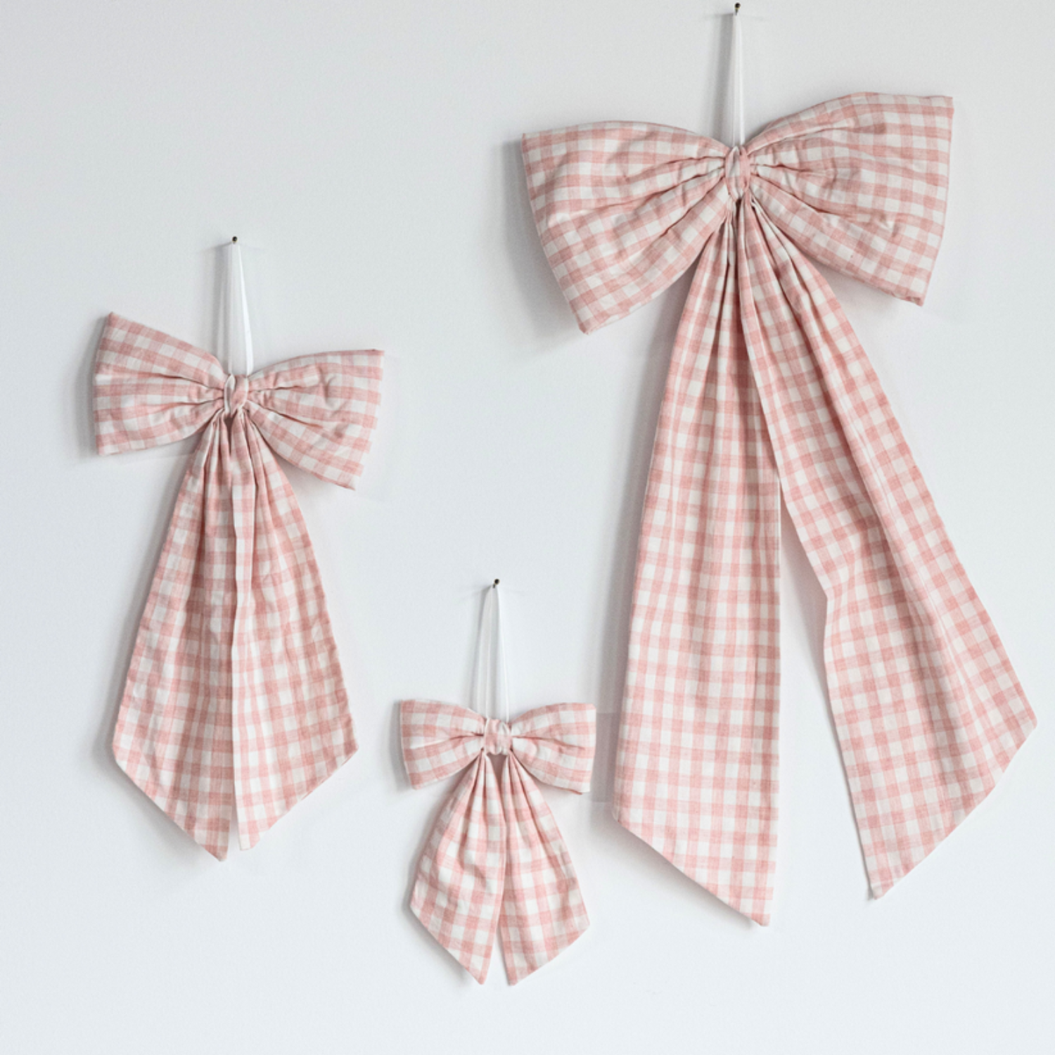 Pink Gingham Fabric Bows
