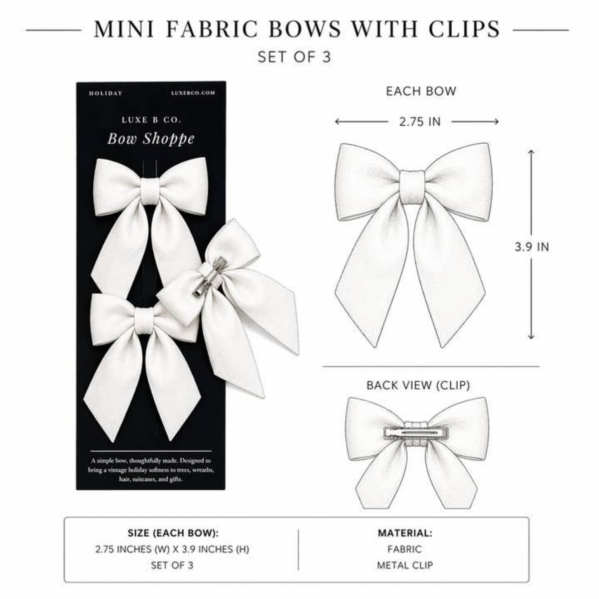 Mini Emerald Velvet Bow (Set of 3)