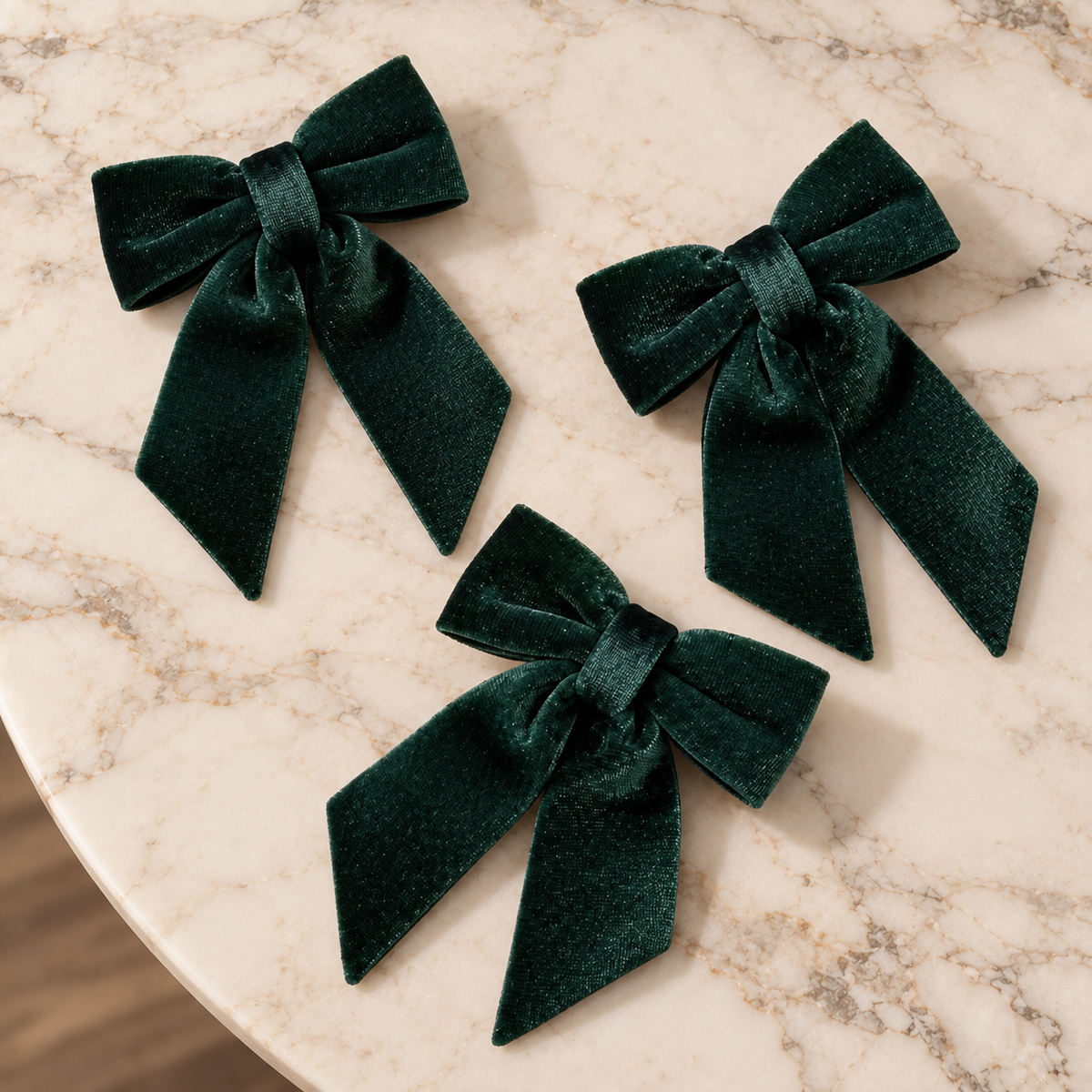 Mini Emerald Velvet Bow (Set of 3)