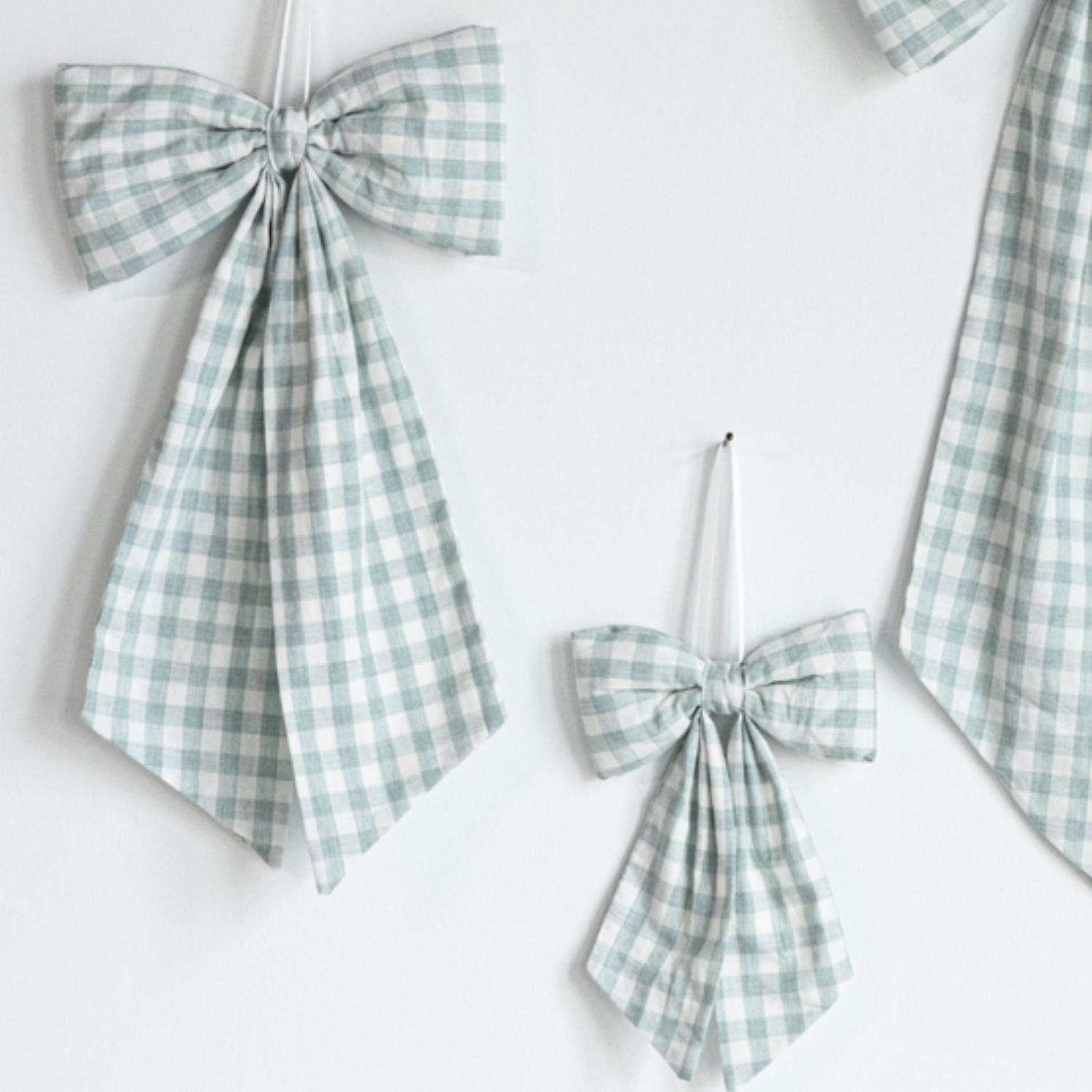 Green Gingham Fabric Bows
