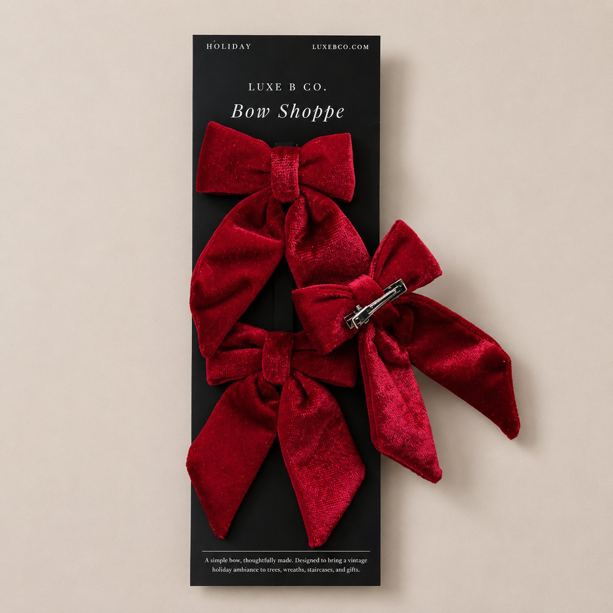 Mini Berry Velvet Bow (Set of 3)