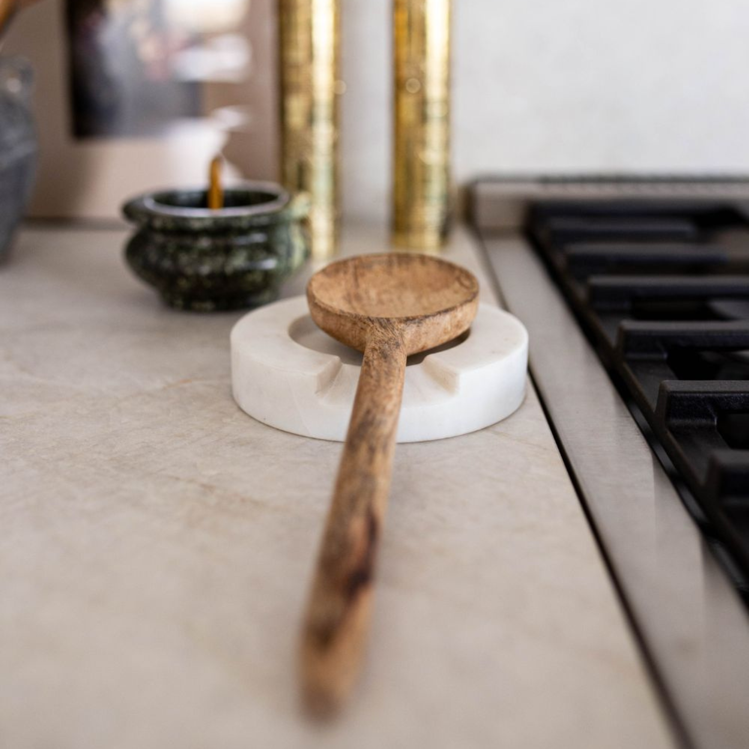 Round White Marble Spoon Rest