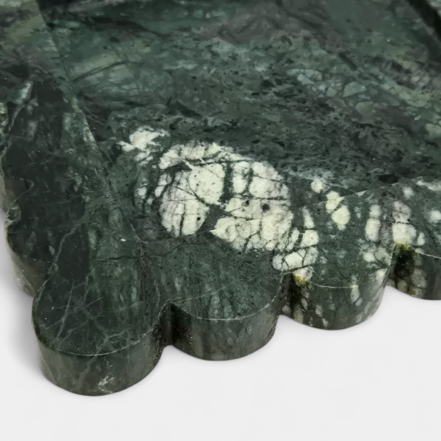 Scalloped Green Marble Square Tray