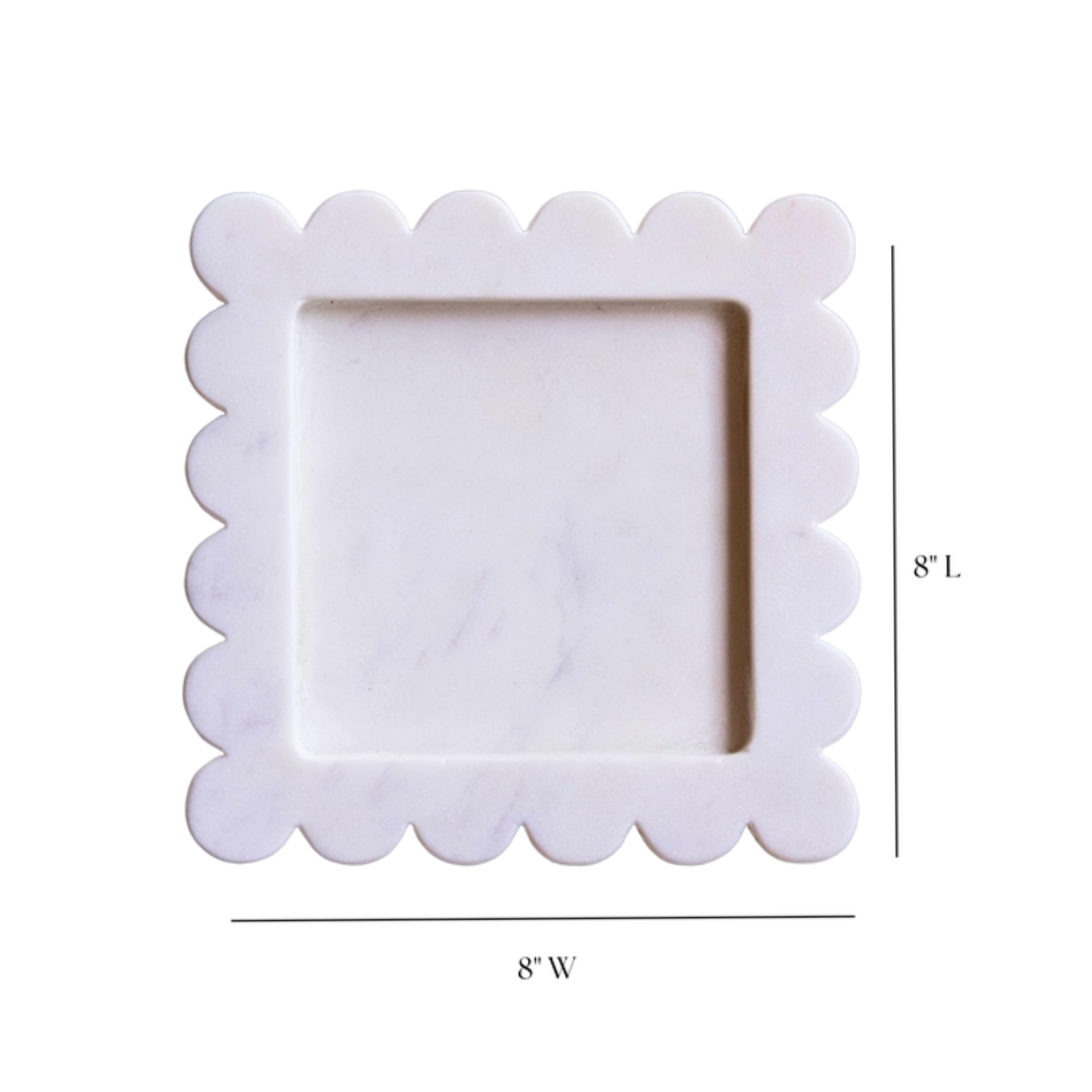 Scalloped White Marble Square Tray