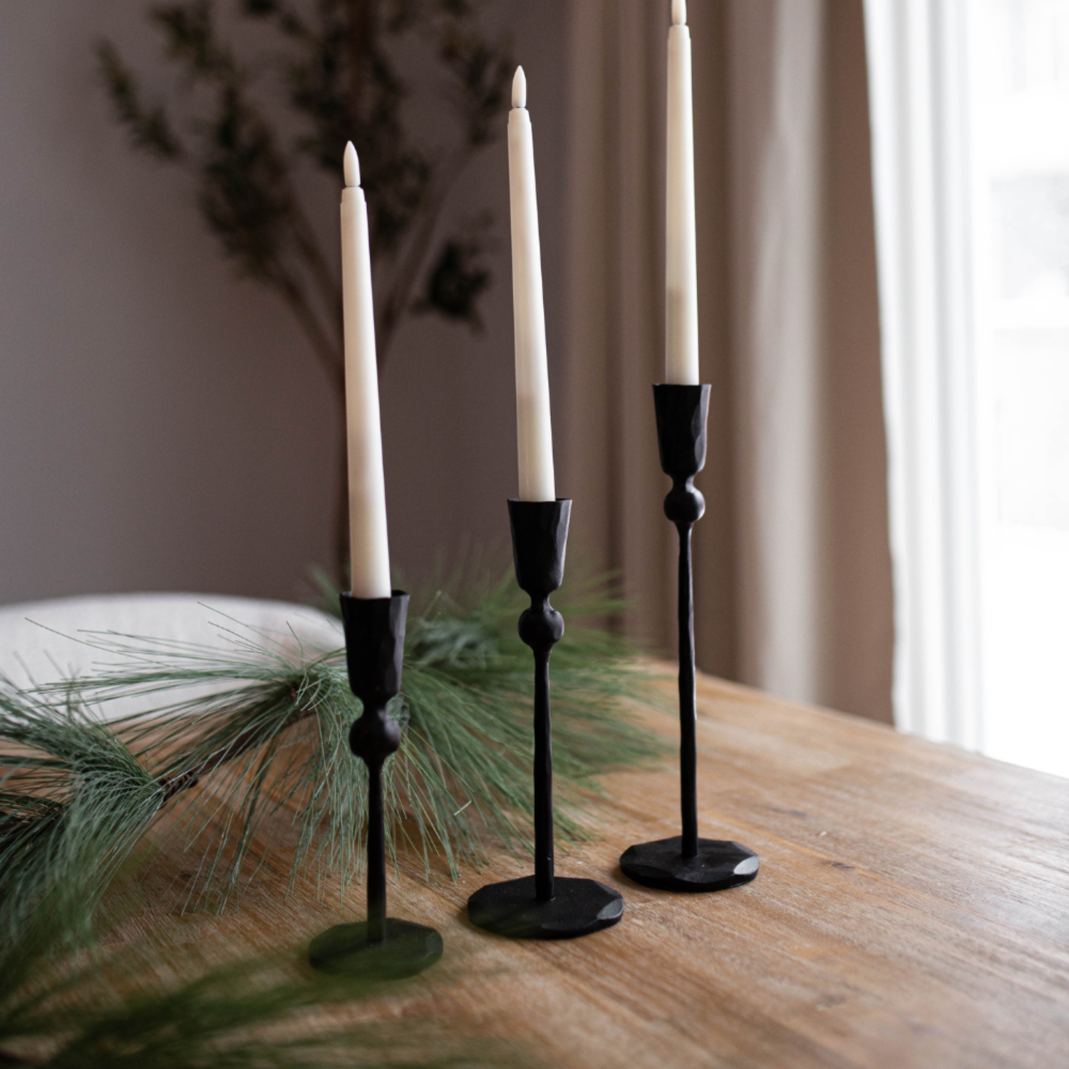 Signet Black Iron Candlestick