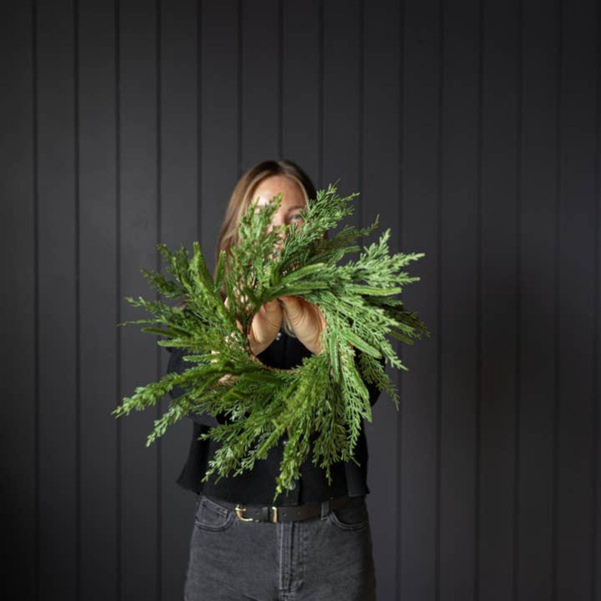 Artificial 14" Real Touch Norfolk Cypress Green Wreath