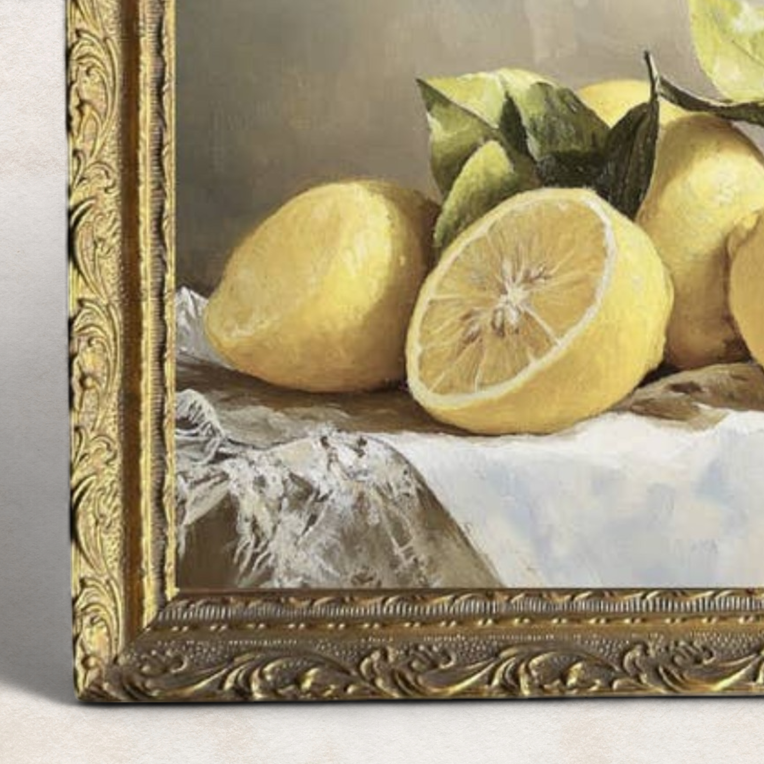 Still Life Soft Citrus French Brass Framed Wall Art
