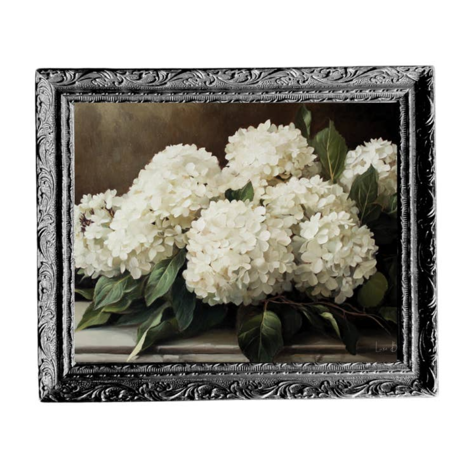 Lush Hydrangeas French Black Framed Wall Art