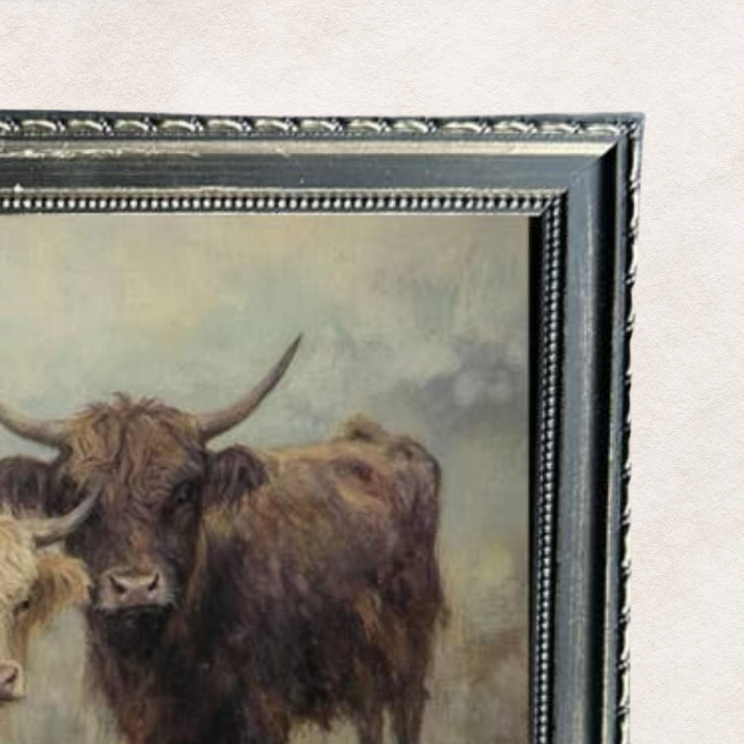 Highland Cows Duo French Country Black Framed Wall Art