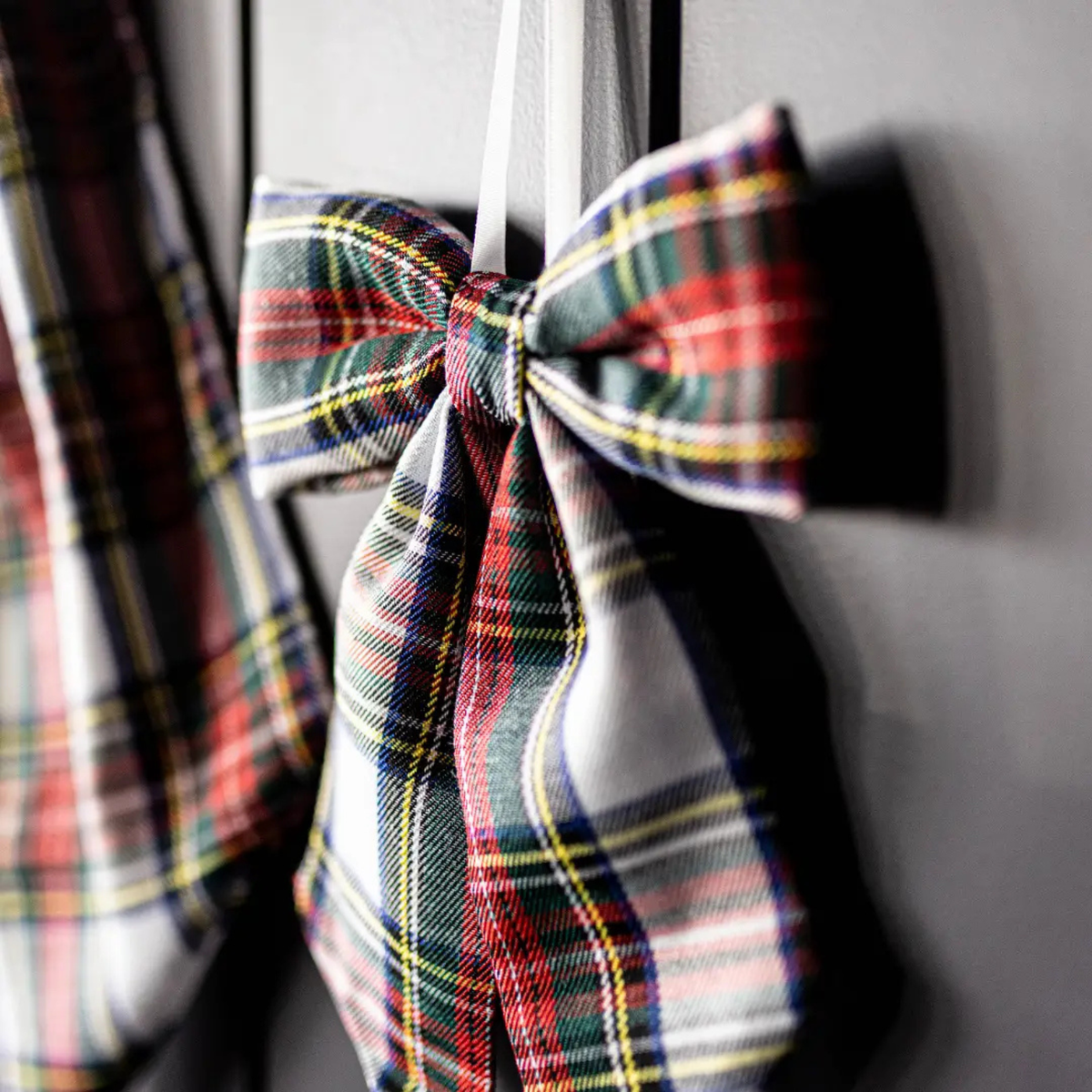 Festive Plaid Fabric Bows