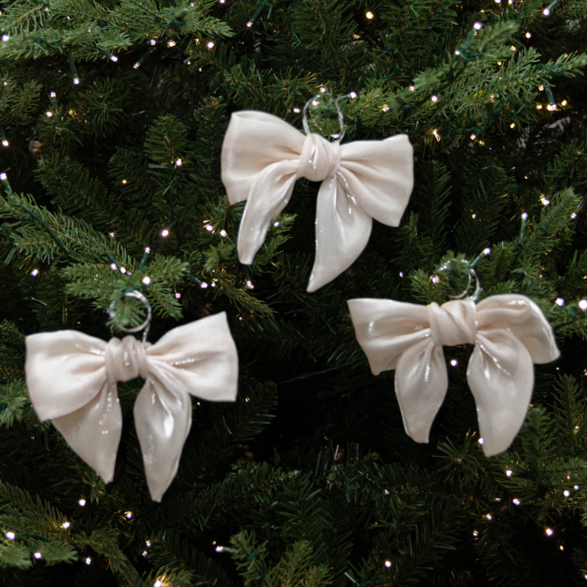 Gauze Winter Cream Bow (Set of 3)
